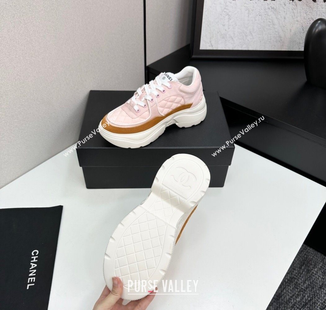 Chanel Suede and Quilted Fabric Platform Sneakers Pink 14 2025 CH110102 (MD-251101014)