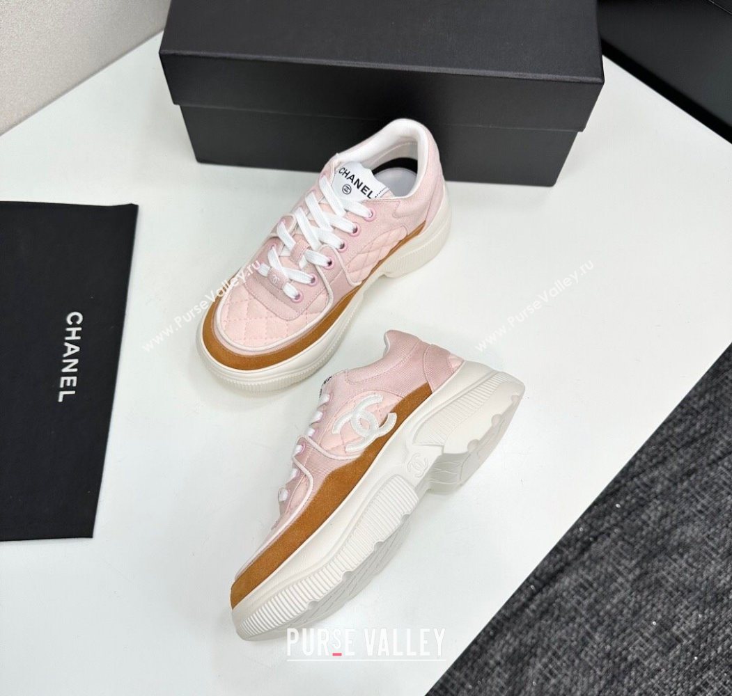 Chanel Suede and Quilted Fabric Platform Sneakers Pink 14 2025 CH110102 (MD-251101014)