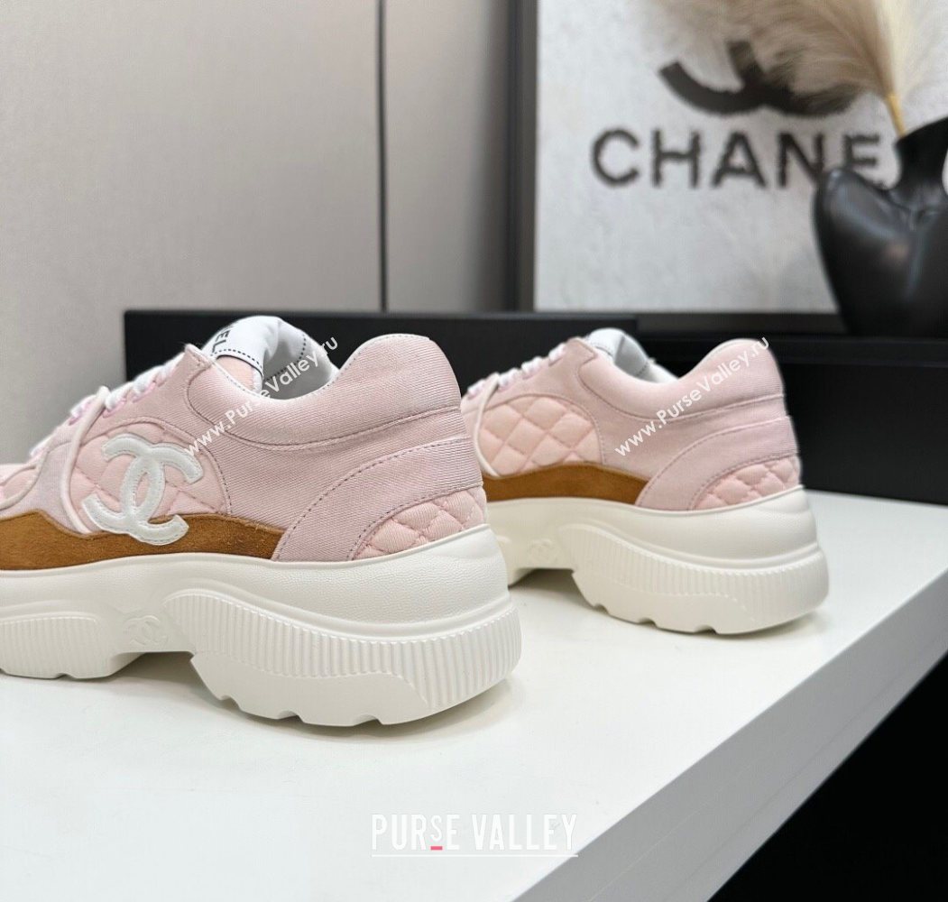 Chanel Suede and Quilted Fabric Platform Sneakers Pink 14 2025 CH110102 (MD-251101014)
