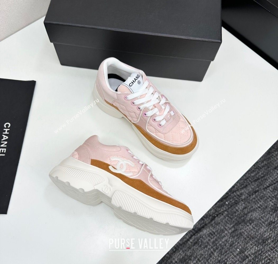 Chanel Suede and Quilted Fabric Platform Sneakers Pink 14 2025 CH110102 (MD-251101014)