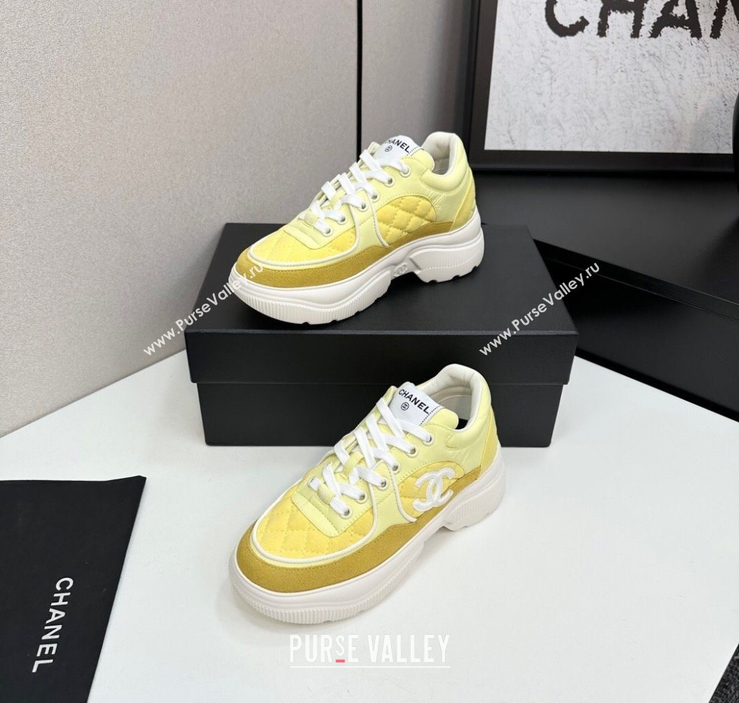Chanel Suede and Quilted Fabric Platform SneakersYellow 15 2025 CH110102 (MD-251101015)