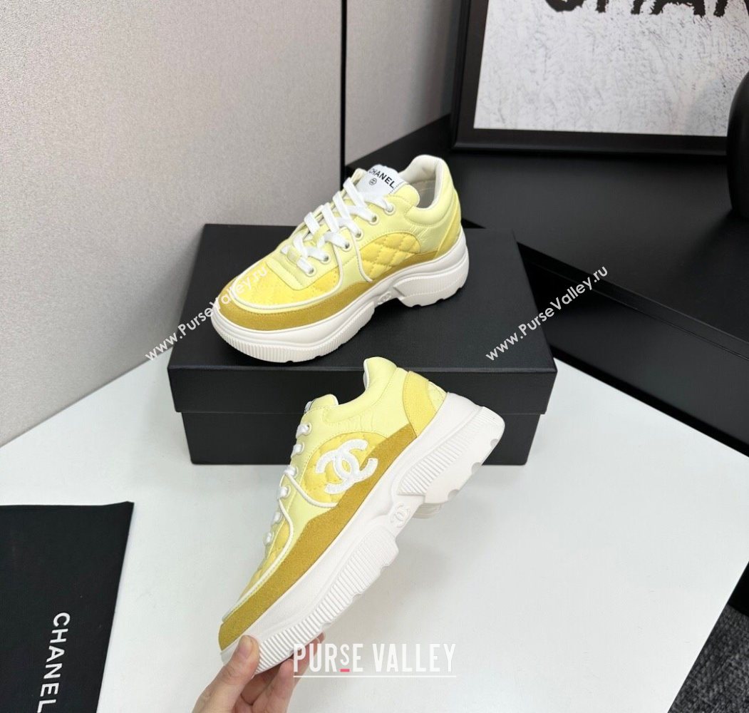 Chanel Suede and Quilted Fabric Platform SneakersYellow 15 2025 CH110102 (MD-251101015)