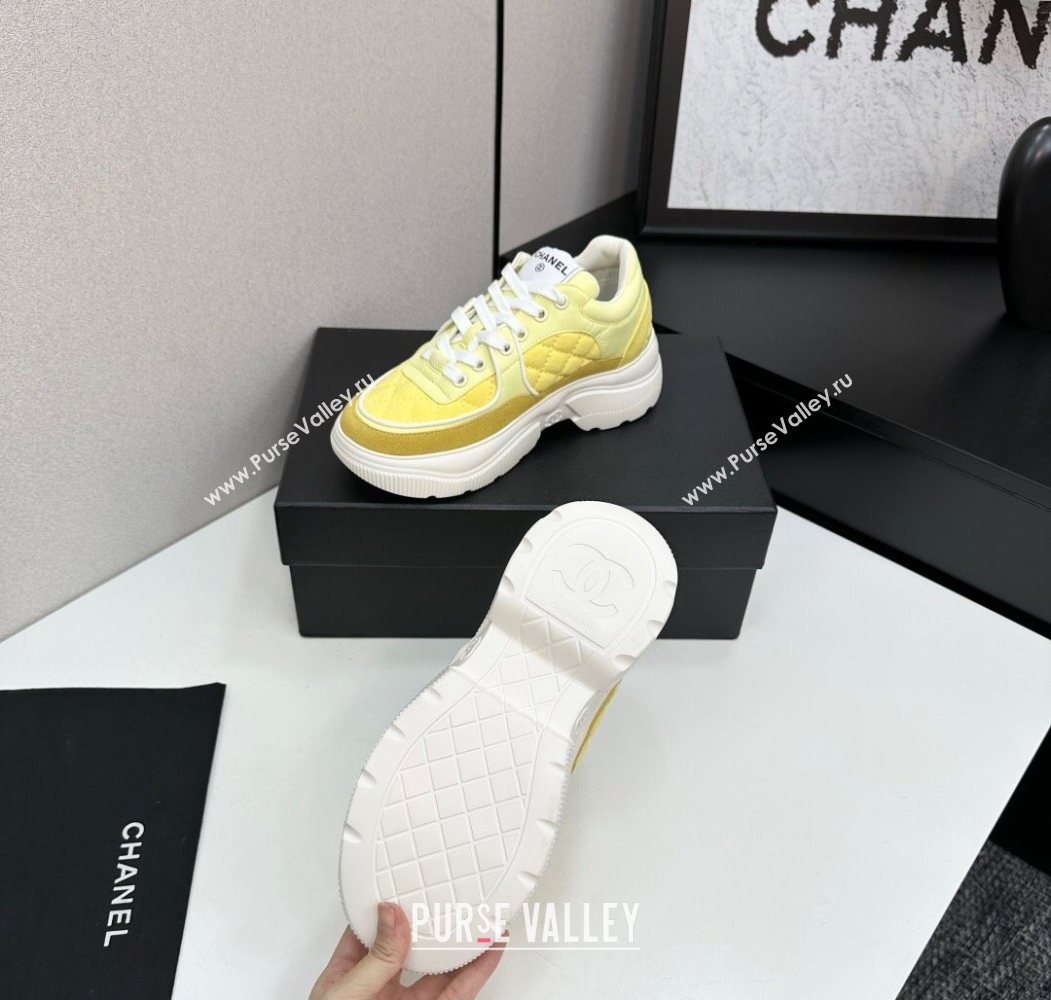 Chanel Suede and Quilted Fabric Platform SneakersYellow 15 2025 CH110102 (MD-251101015)