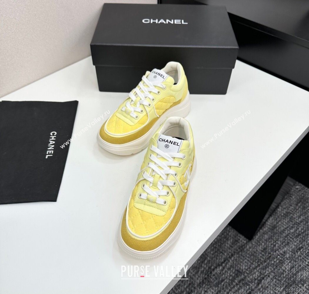 Chanel Suede and Quilted Fabric Platform SneakersYellow 15 2025 CH110102 (MD-251101015)