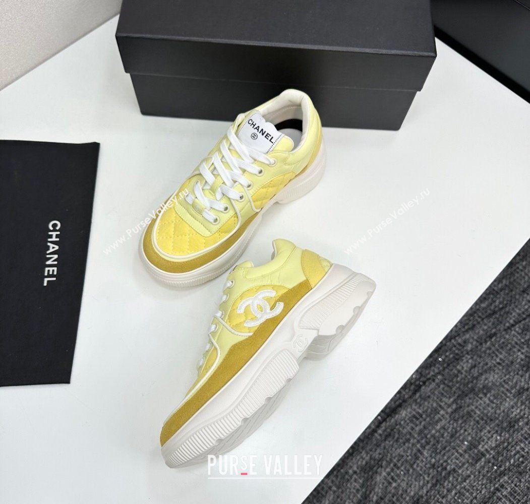 Chanel Suede and Quilted Fabric Platform SneakersYellow 15 2025 CH110102 (MD-251101015)