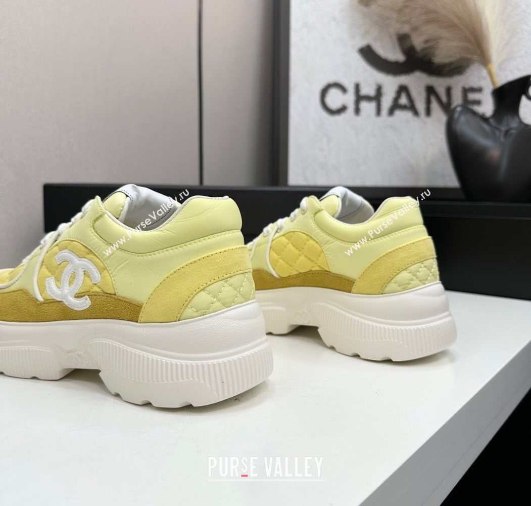 Chanel Suede and Quilted Fabric Platform SneakersYellow 15 2025 CH110102 (MD-251101015)