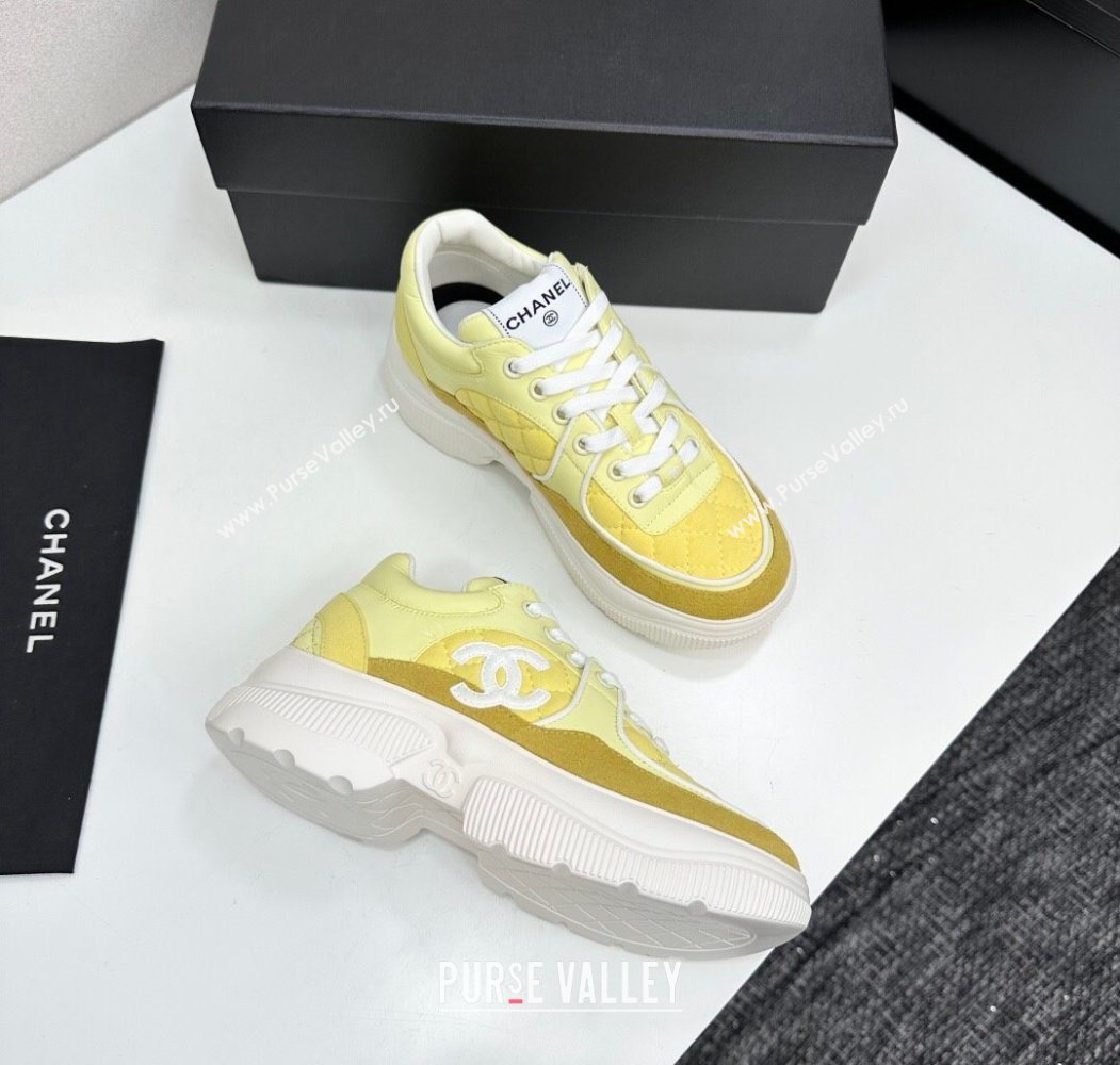 Chanel Suede and Quilted Fabric Platform SneakersYellow 15 2025 CH110102 (MD-251101015)