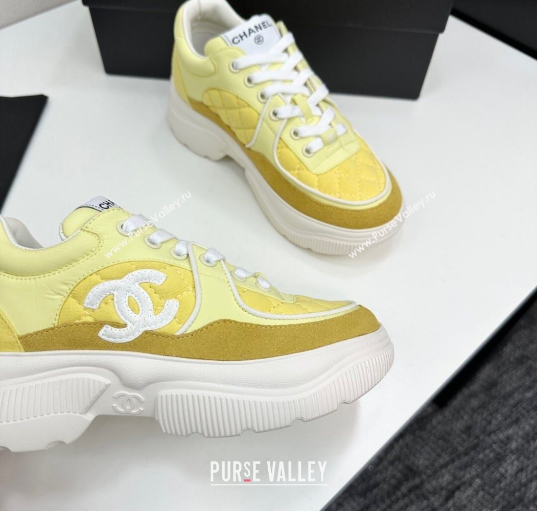 Chanel Suede and Quilted Fabric Platform SneakersYellow 15 2025 CH110102 (MD-251101015)
