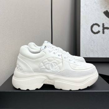 Chanel Suede and Quilted Fabric Platform Sneakers White 16 2025 CH110102 (MD-251101016)