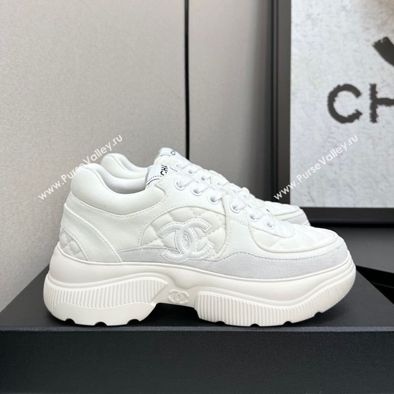 Chanel Suede and Quilted Fabric Platform Sneakers White 16 2025 CH110102 (MD-251101016)