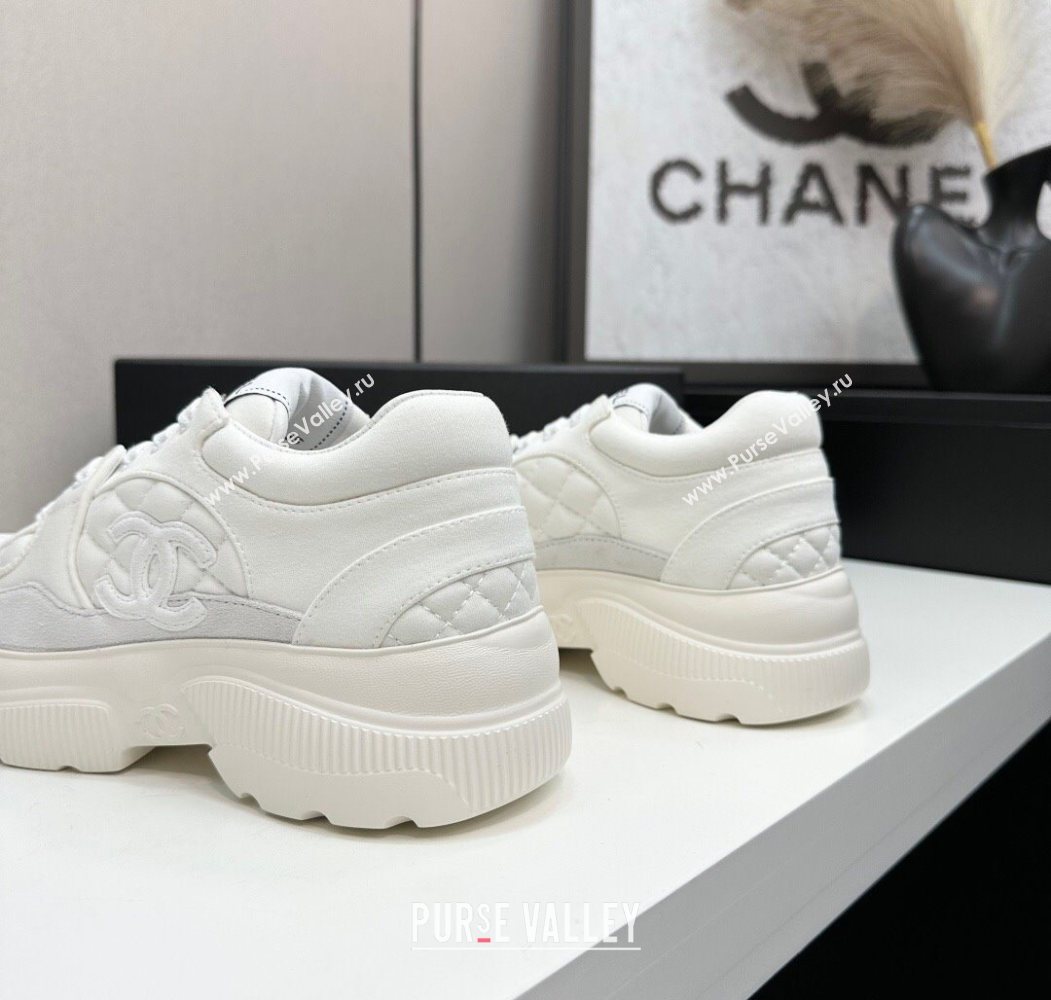 Chanel Suede and Quilted Fabric Platform Sneakers White 16 2025 CH110102 (MD-251101016)