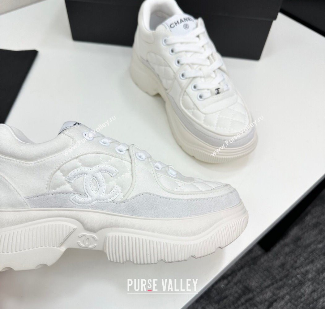 Chanel Suede and Quilted Fabric Platform Sneakers White 16 2025 CH110102 (MD-251101016)