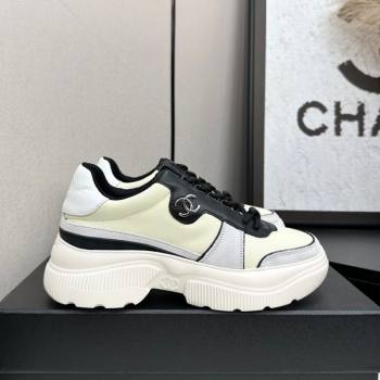 Chanel Calfskin Leather and Suede Platform Sneakers Yellow 20 2025 CH110102 (MD-251101020)