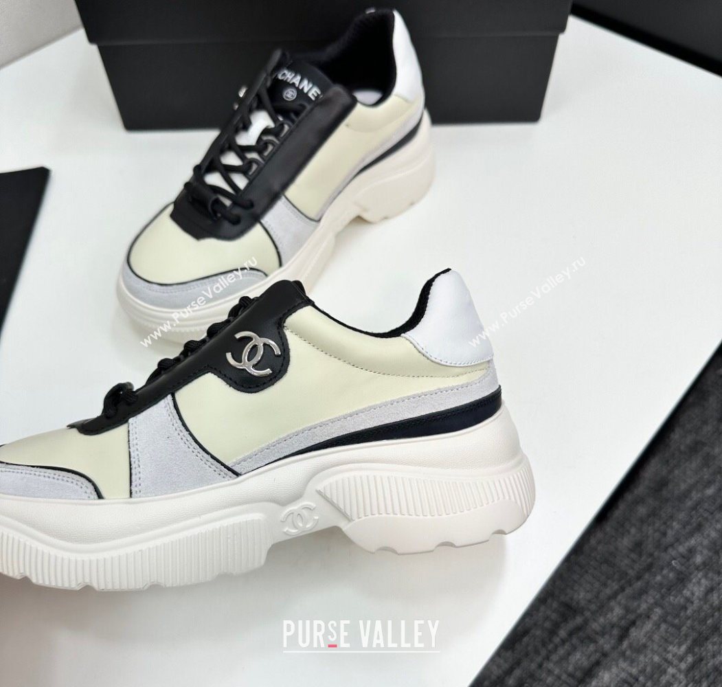 Chanel Calfskin Leather and Suede Platform Sneakers Yellow 20 2025 CH110102 (MD-251101020)