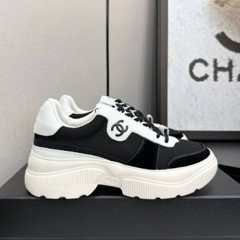 Chanel Calfskin Leather, Suede and Mesh Platform Sneakers Black 22 2025 CH110102 (MD-251101022)
