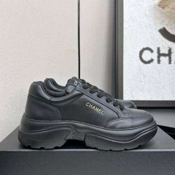 Chanel Calfskin Leather Platform Sneakers with Signature Black 2025 CH110103 (MD-251101029)