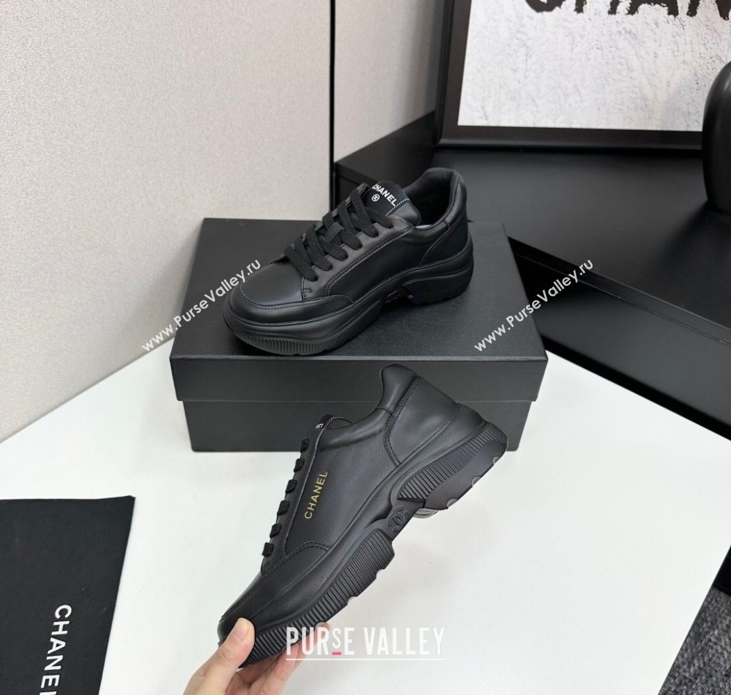 Chanel Calfskin Leather Platform Sneakers with Signature Black 2025 CH110103 (MD-251101029)