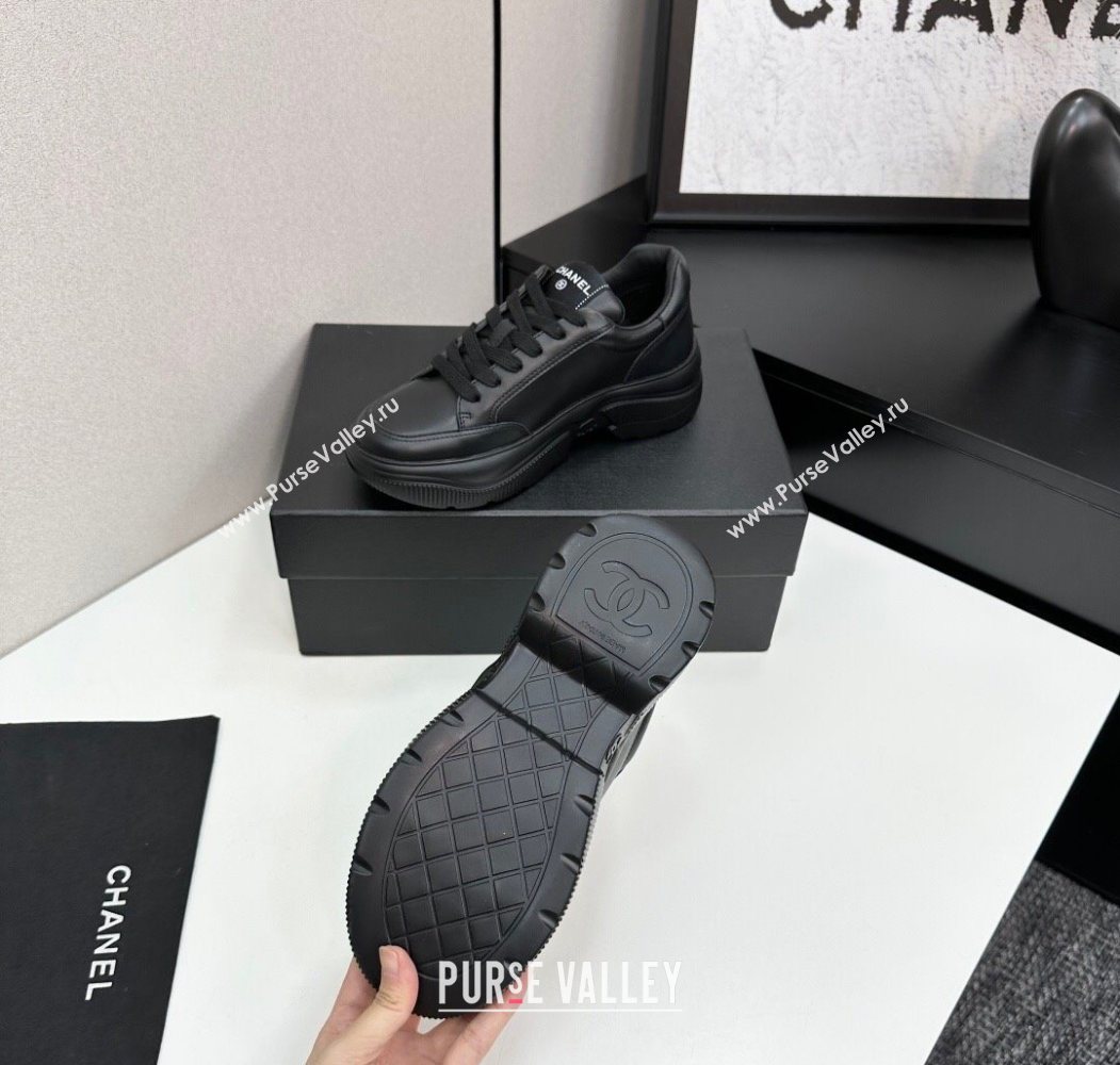 Chanel Calfskin Leather Platform Sneakers with Signature Black 2025 CH110103 (MD-251101029)