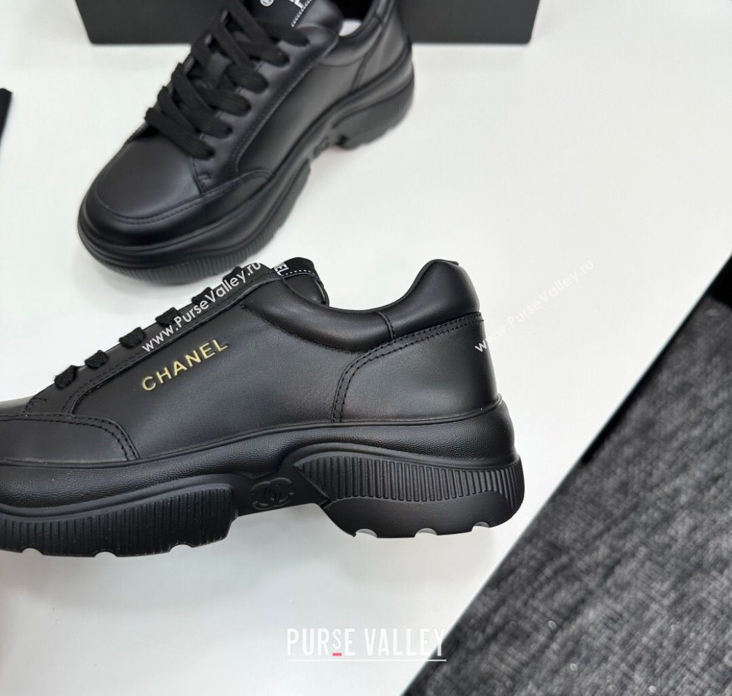 Chanel Calfskin Leather Platform Sneakers with Signature Black 2025 CH110103 (MD-251101029)