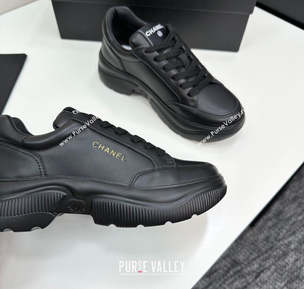 Chanel Calfskin Leather Platform Sneakers with Signature Black 2025 CH110103 (MD-251101029)