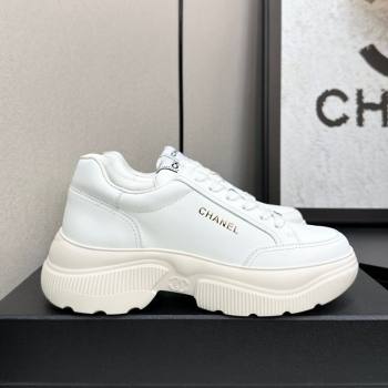 Chanel Calfskin Leather Platform Sneakers with Signature White 2025 CH110103 (MD-251101030)