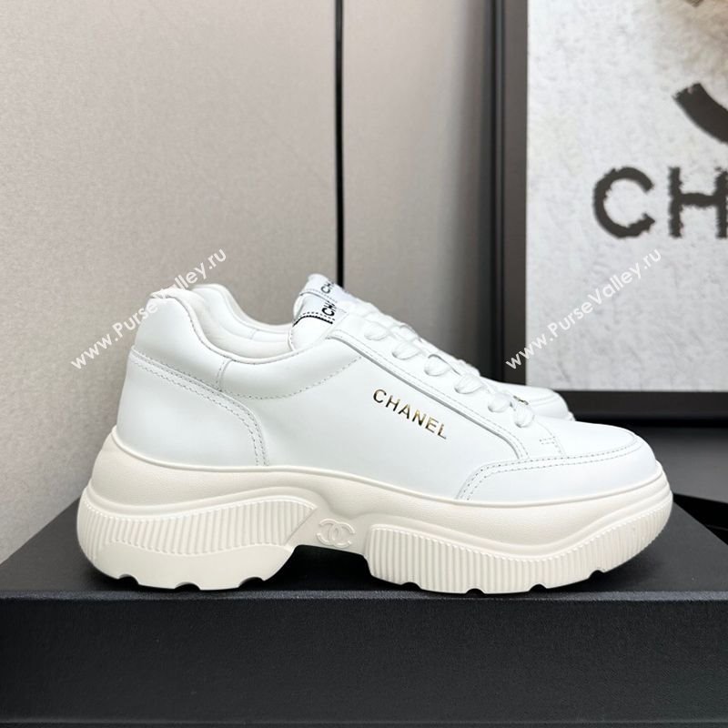 Chanel Calfskin Leather Platform Sneakers with Signature White 2025 CH110103 (MD-251101030)