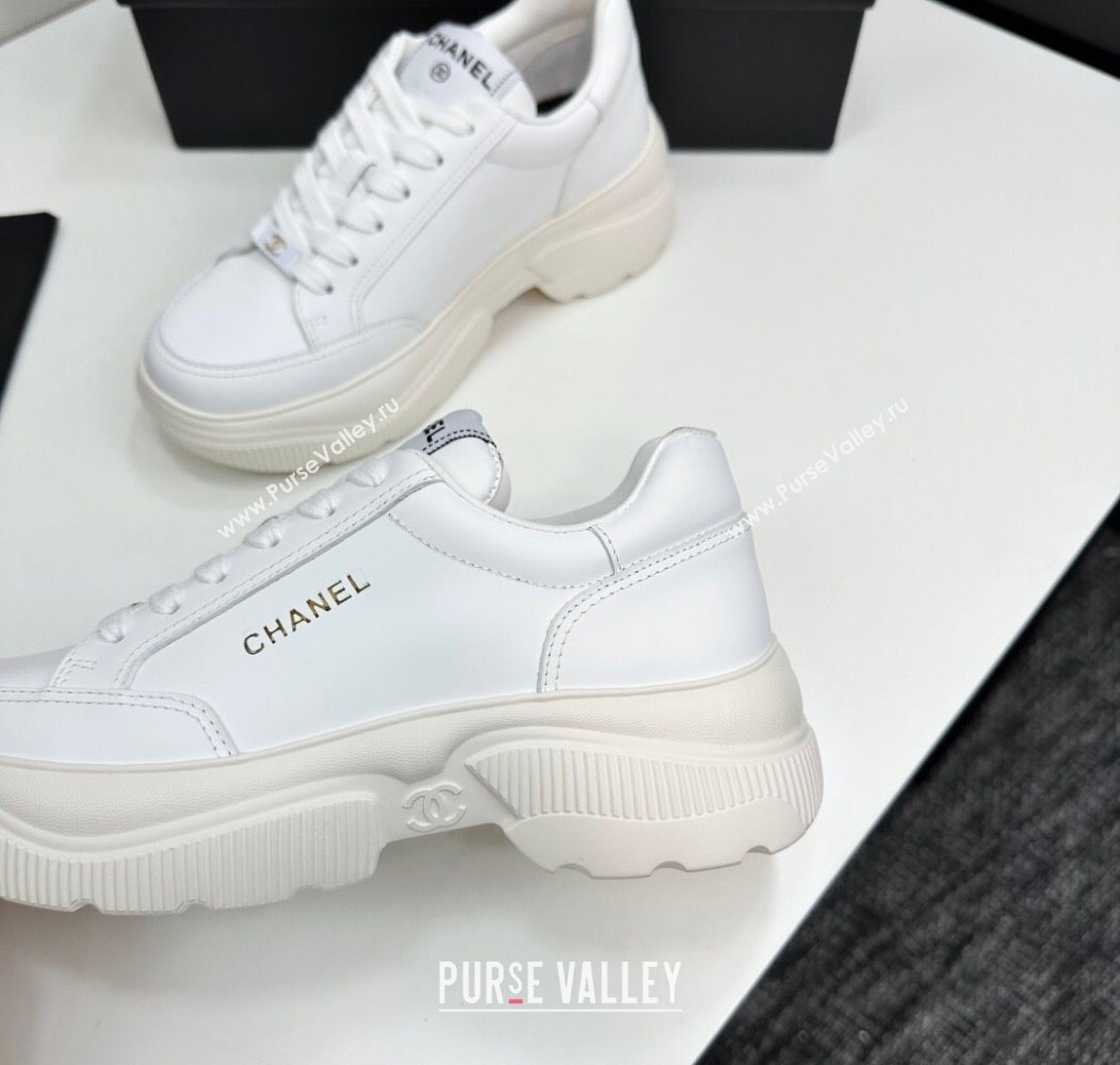 Chanel Calfskin Leather Platform Sneakers with Signature White 2025 CH110103 (MD-251101030)
