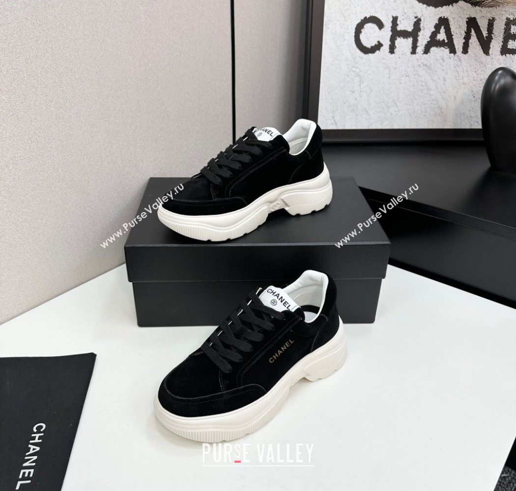 Chanel Suede Platform Sneakers with Signature Black 2025 CH110103 (MD-251101031)