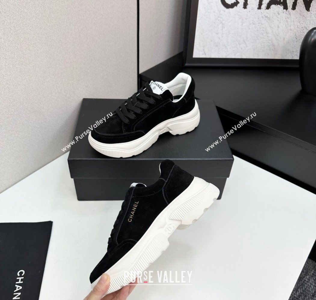 Chanel Suede Platform Sneakers with Signature Black 2025 CH110103 (MD-251101031)