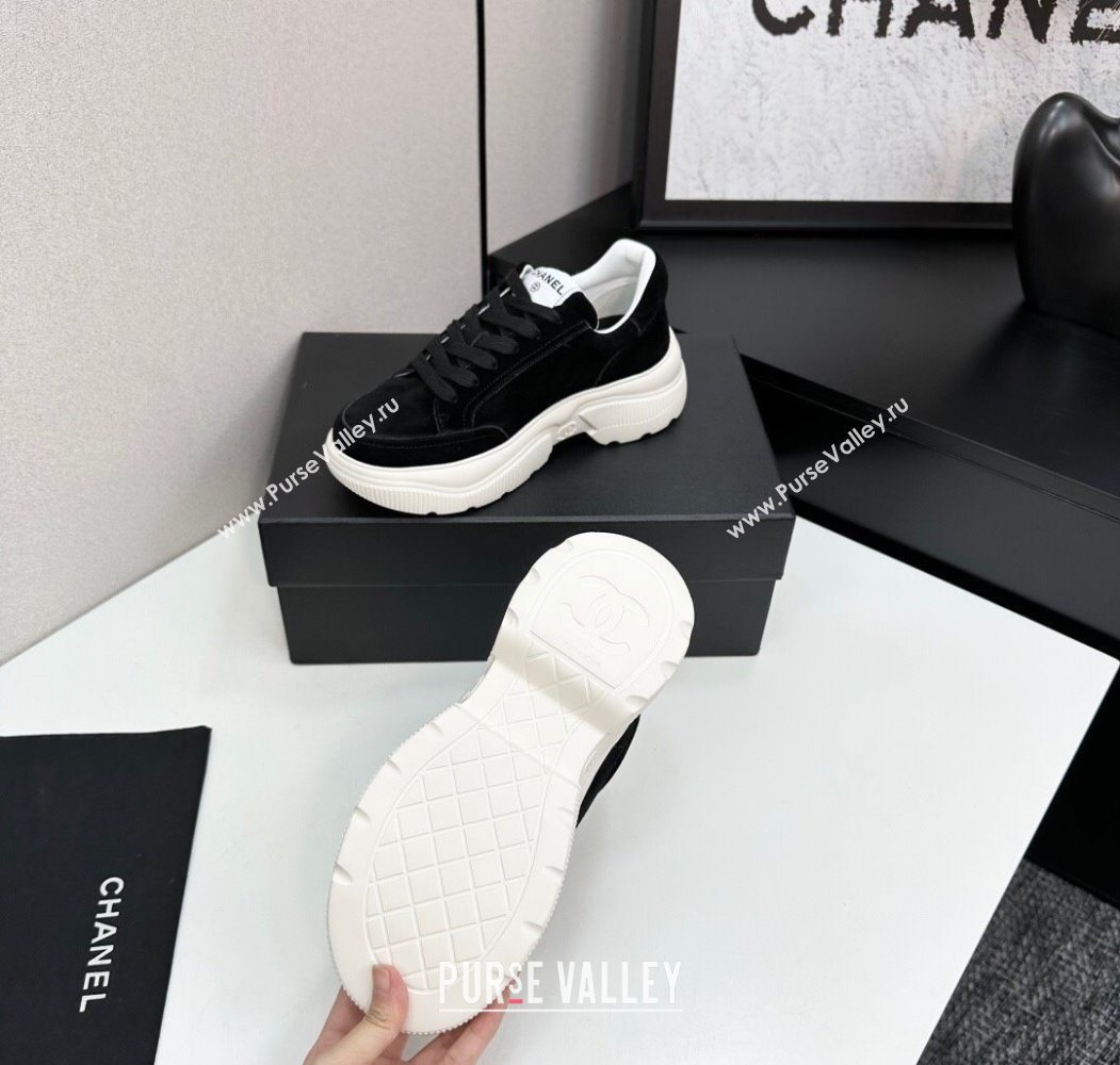 Chanel Suede Platform Sneakers with Signature Black 2025 CH110103 (MD-251101031)