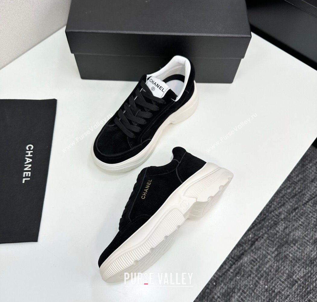 Chanel Suede Platform Sneakers with Signature Black 2025 CH110103 (MD-251101031)