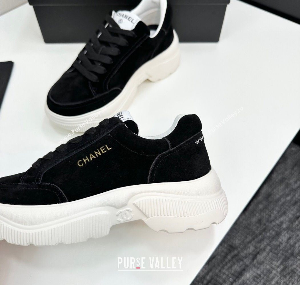Chanel Suede Platform Sneakers with Signature Black 2025 CH110103 (MD-251101031)