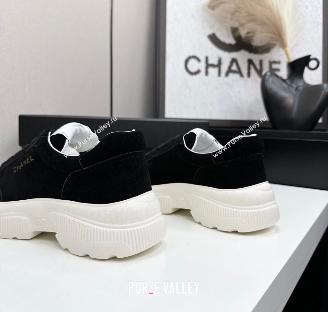 Chanel Suede Platform Sneakers with Signature Black 2025 CH110103 (MD-251101031)