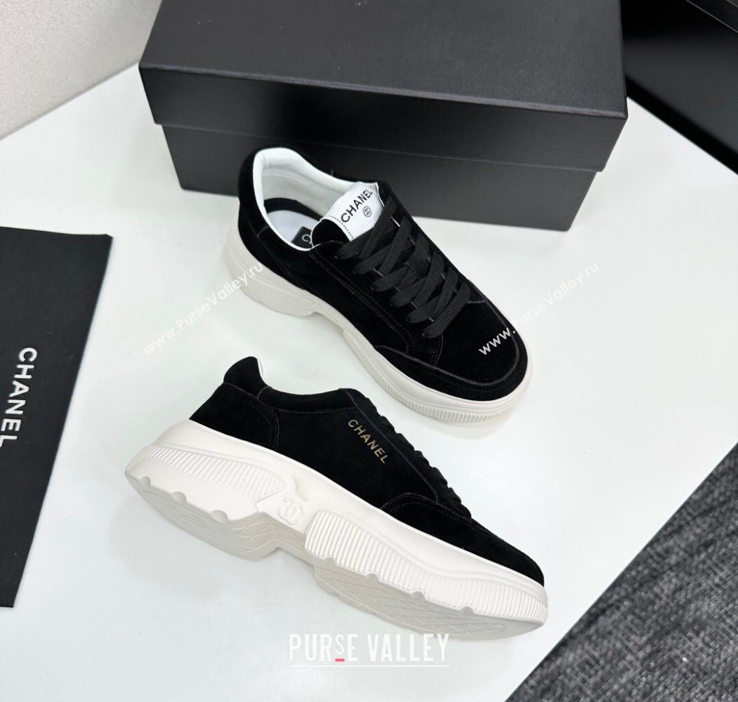 Chanel Suede Platform Sneakers with Signature Black 2025 CH110103 (MD-251101031)