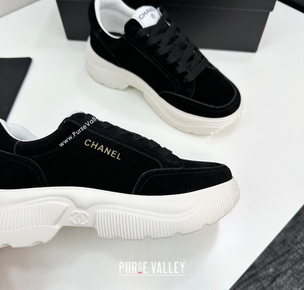Chanel Suede Platform Sneakers with Signature Black 2025 CH110103 (MD-251101031)