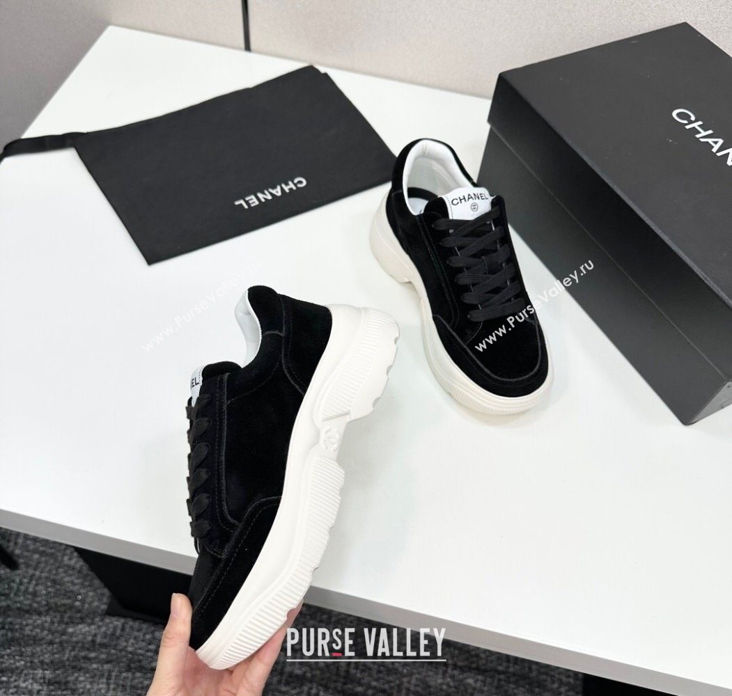 Chanel Suede Platform Sneakers with Signature Black 2025 CH110103 (MD-251101031)