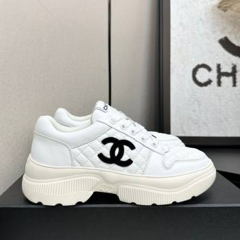 Chanel Calfskin and Quilted Leather Platform Sneakers White 2025 CH110103 (MD-251101032)