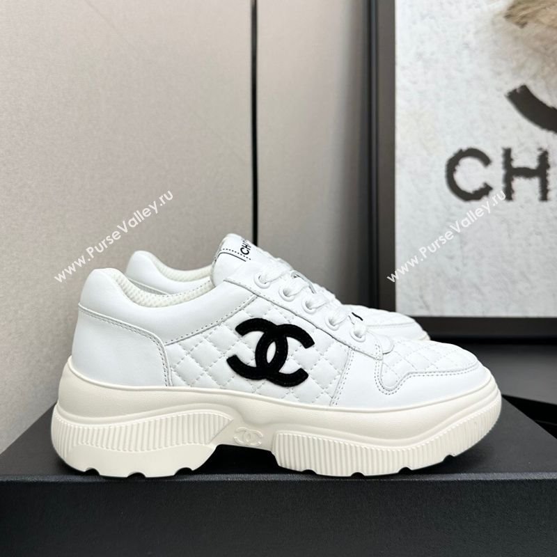 Chanel Calfskin and Quilted Leather Platform Sneakers White 2025 CH110103 (MD-251101032)