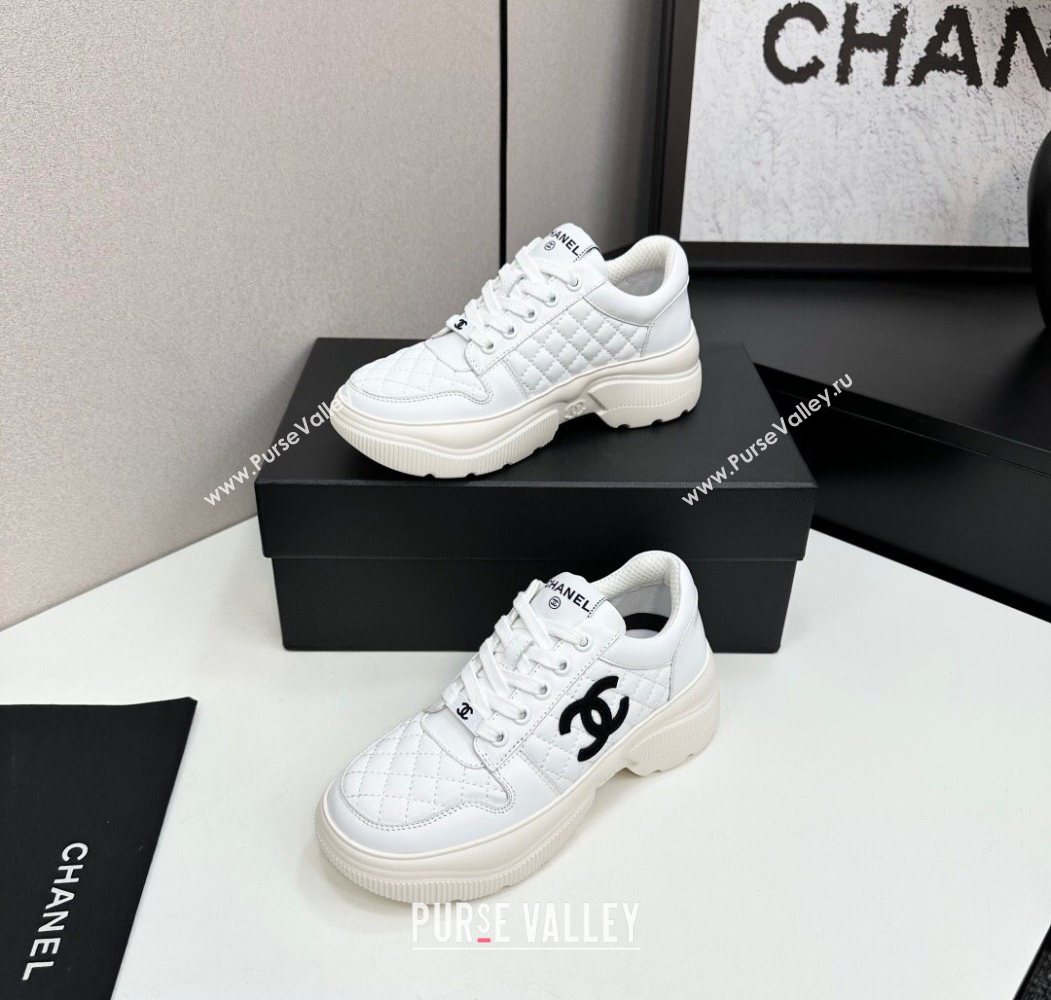 Chanel Calfskin and Quilted Leather Platform Sneakers White 2025 CH110103 (MD-251101032)