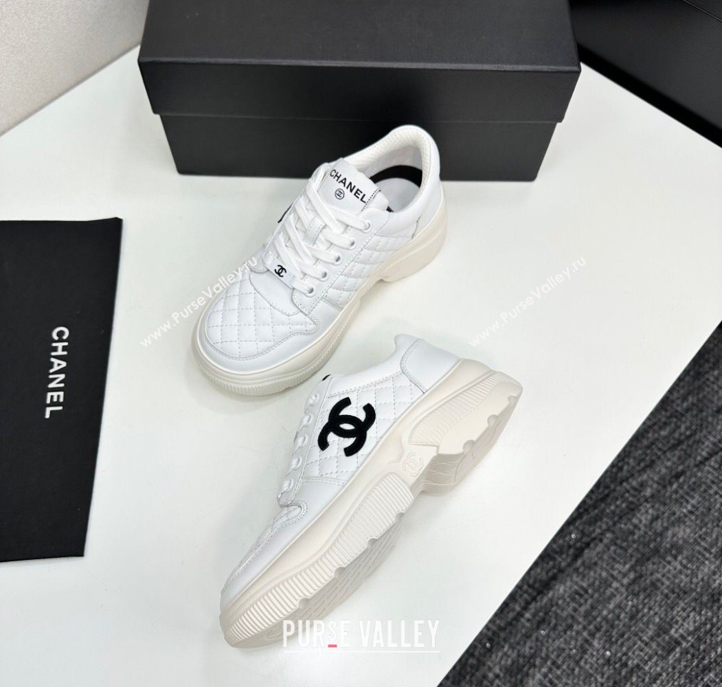 Chanel Calfskin and Quilted Leather Platform Sneakers White 2025 CH110103 (MD-251101032)