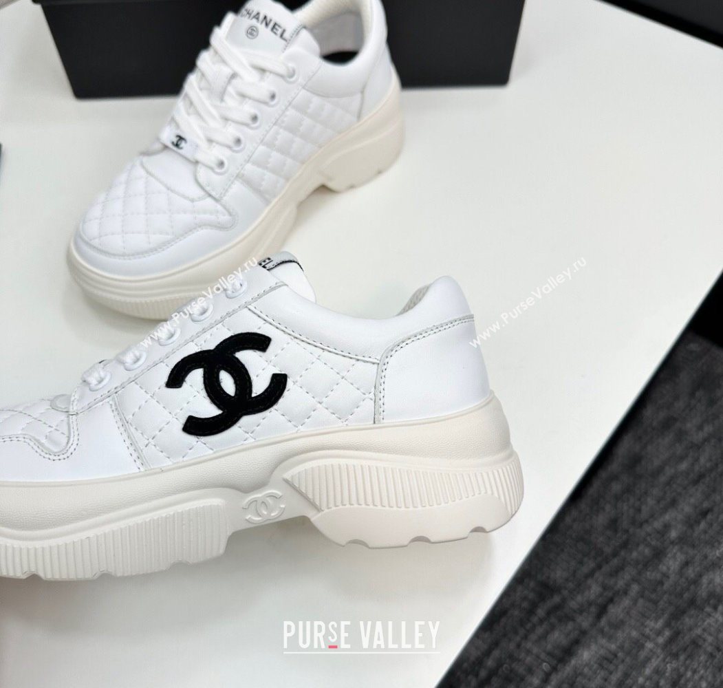 Chanel Calfskin and Quilted Leather Platform Sneakers White 2025 CH110103 (MD-251101032)