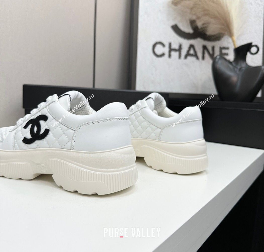 Chanel Calfskin and Quilted Leather Platform Sneakers White 2025 CH110103 (MD-251101032)
