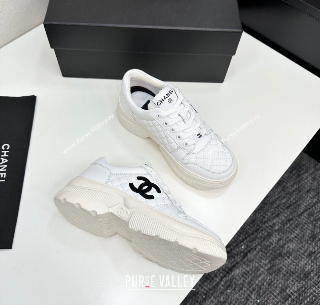 Chanel Calfskin and Quilted Leather Platform Sneakers White 2025 CH110103 (MD-251101032)