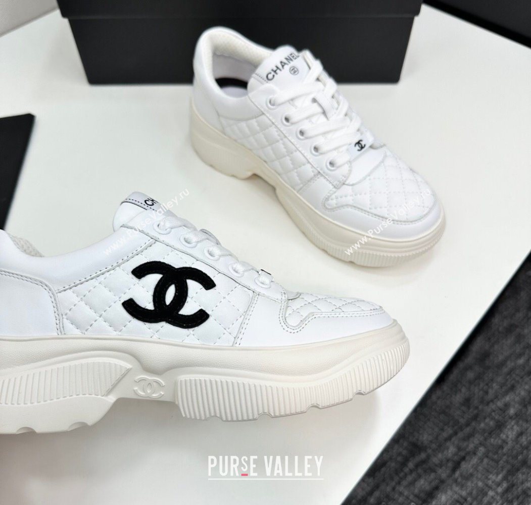 Chanel Calfskin and Quilted Leather Platform Sneakers White 2025 CH110103 (MD-251101032)