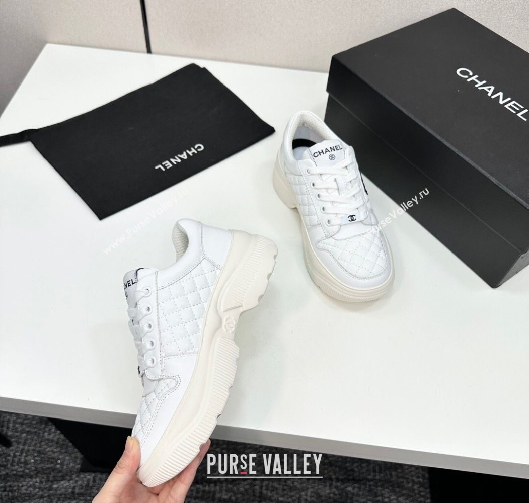 Chanel Calfskin and Quilted Leather Platform Sneakers White 2025 CH110103 (MD-251101032)