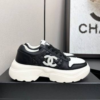 Chanel Calfskin and Quilted Leather Platform Sneakers Black 2025 CH110103 (MD-251101033)
