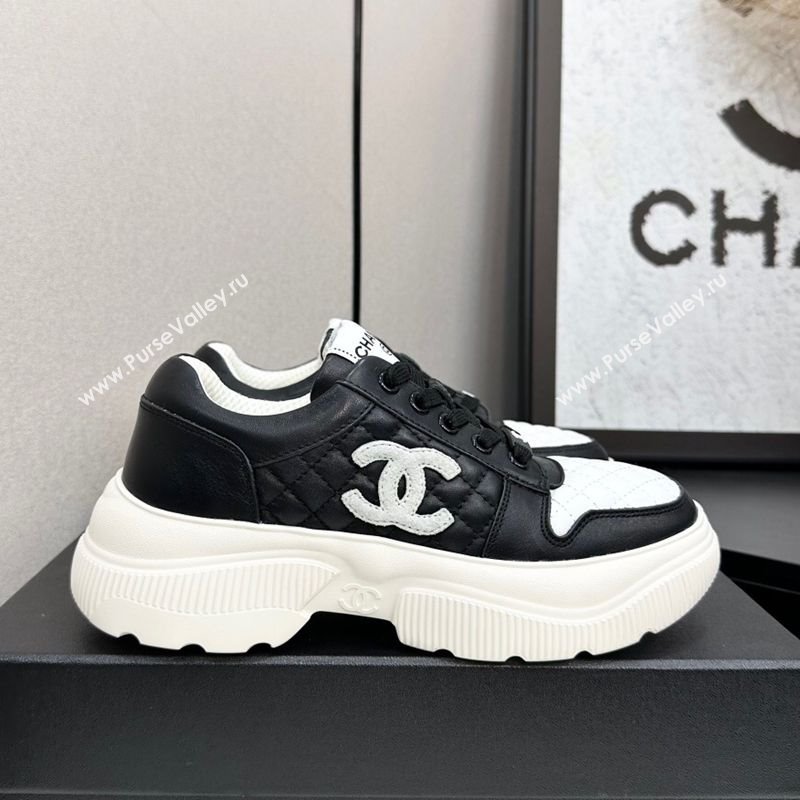 Chanel Calfskin and Quilted Leather Platform Sneakers Black 2025 CH110103 (MD-251101033)
