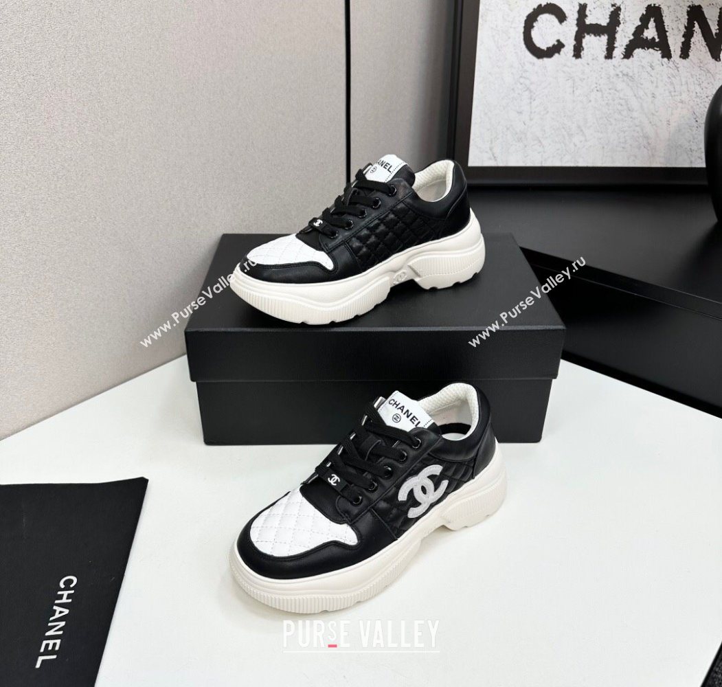 Chanel Calfskin and Quilted Leather Platform Sneakers Black 2025 CH110103 (MD-251101033)