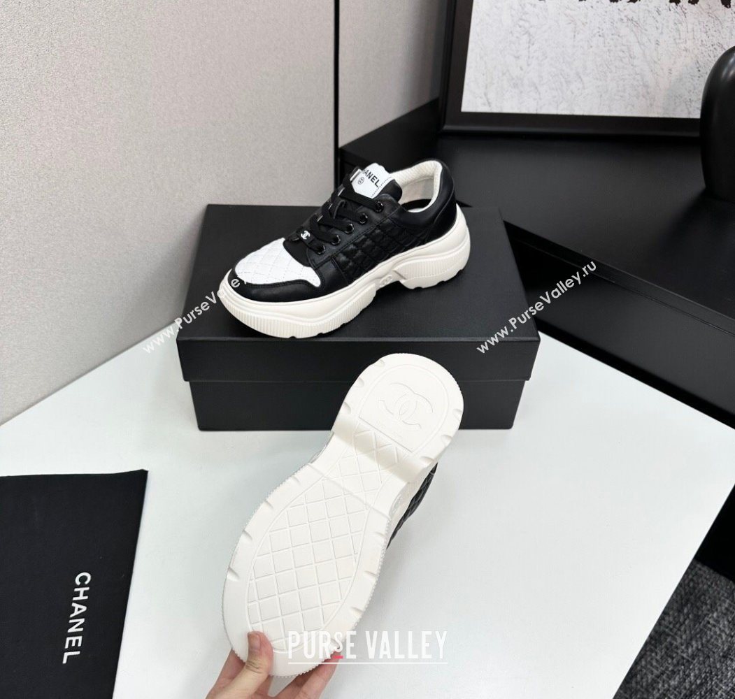 Chanel Calfskin and Quilted Leather Platform Sneakers Black 2025 CH110103 (MD-251101033)