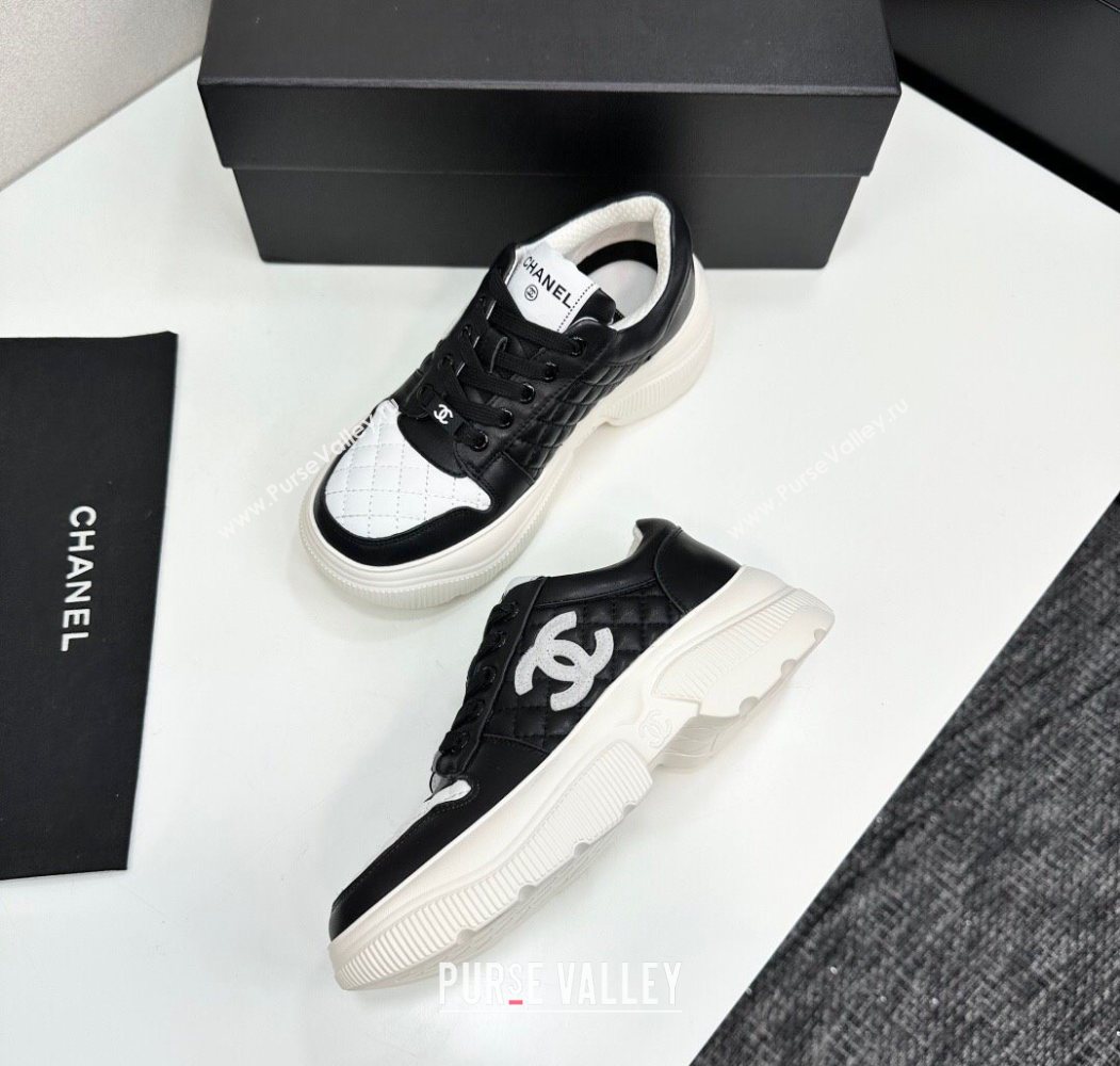 Chanel Calfskin and Quilted Leather Platform Sneakers Black 2025 CH110103 (MD-251101033)